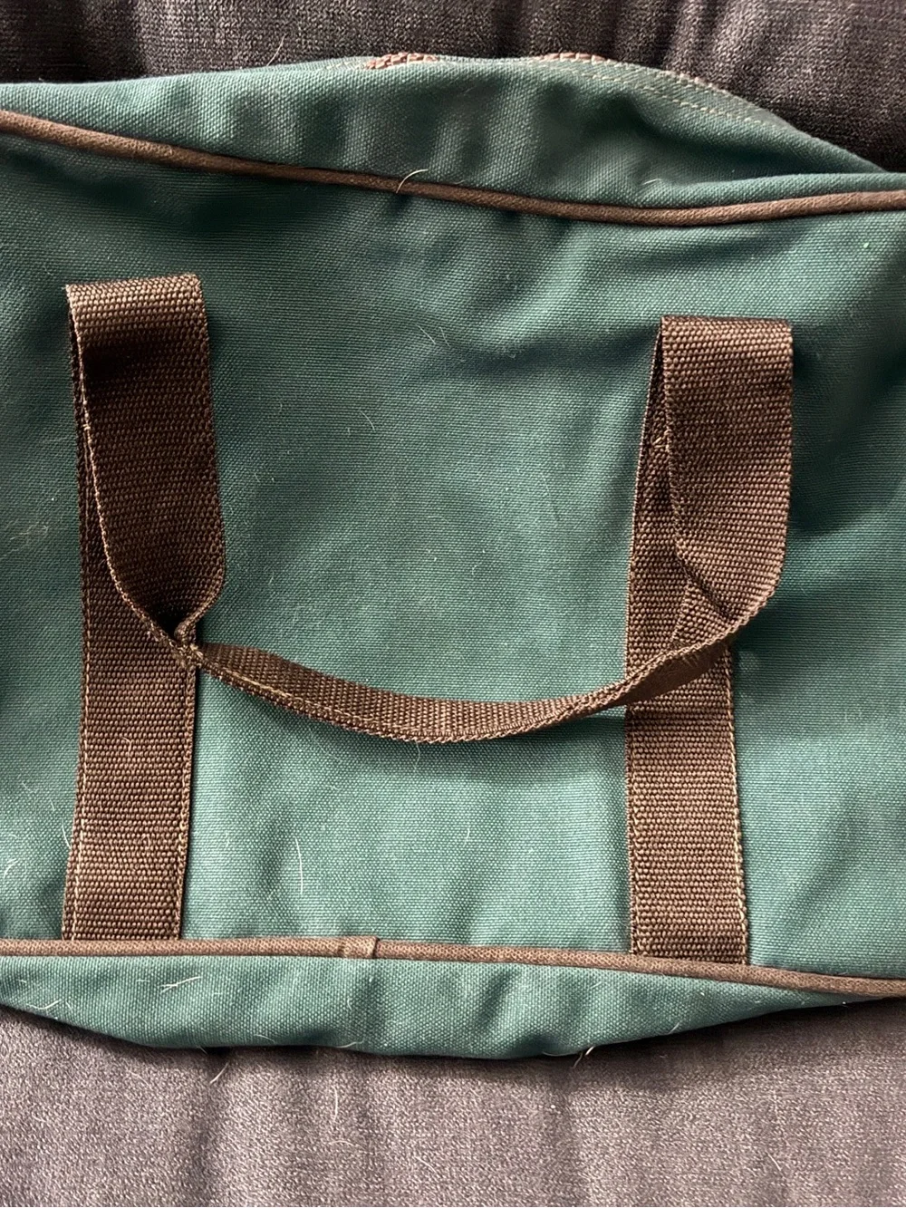 Green Duluth Pack Canvas Messenger Bag with Brown Accents